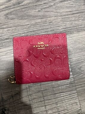 Coach Embossed Small Wallet in Raspberry Pink with Gold Hardware